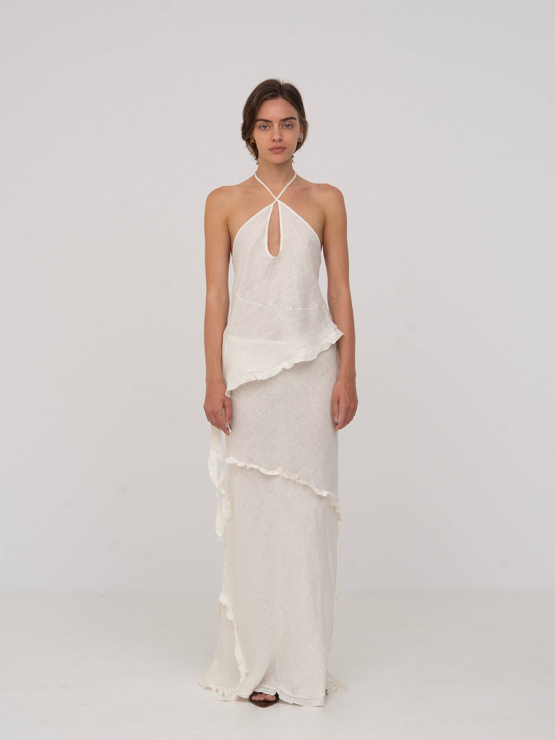 CARMEN SAYS - Wholesale Skirt - Women's - Falda Éxtasis de Lino Blanco2