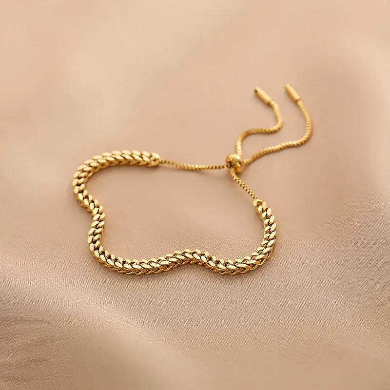 Sweet Cherry Sky - Wholesale Link & Chain Bracelet - Gold Plated Titanium Steel Adjustable Bracelet2