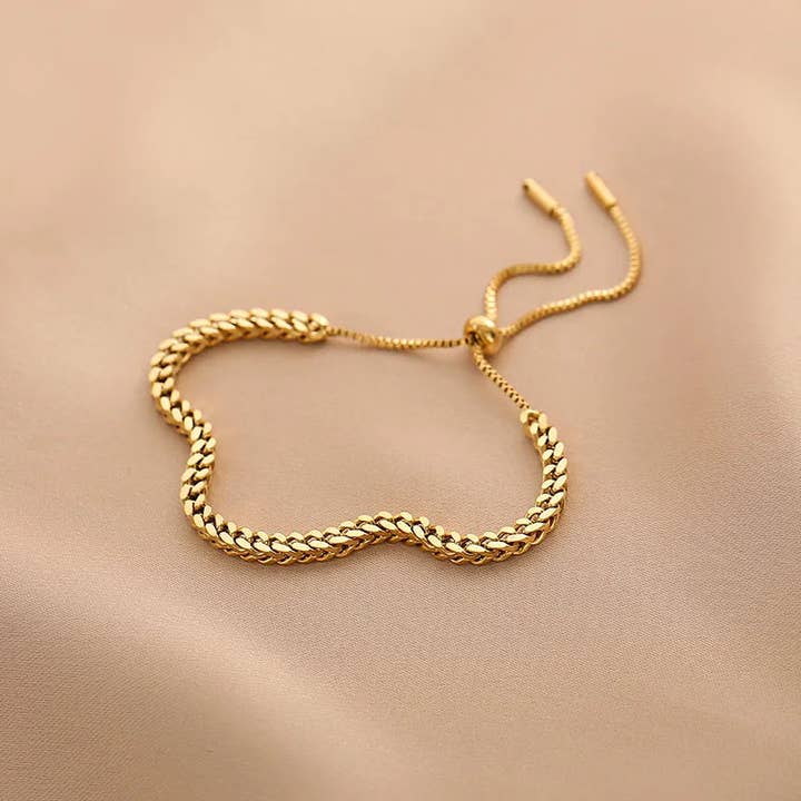 Sweet Cherry Sky - Wholesale Link & Chain Bracelet - Gold Plated Titanium Steel Adjustable Bracelet2