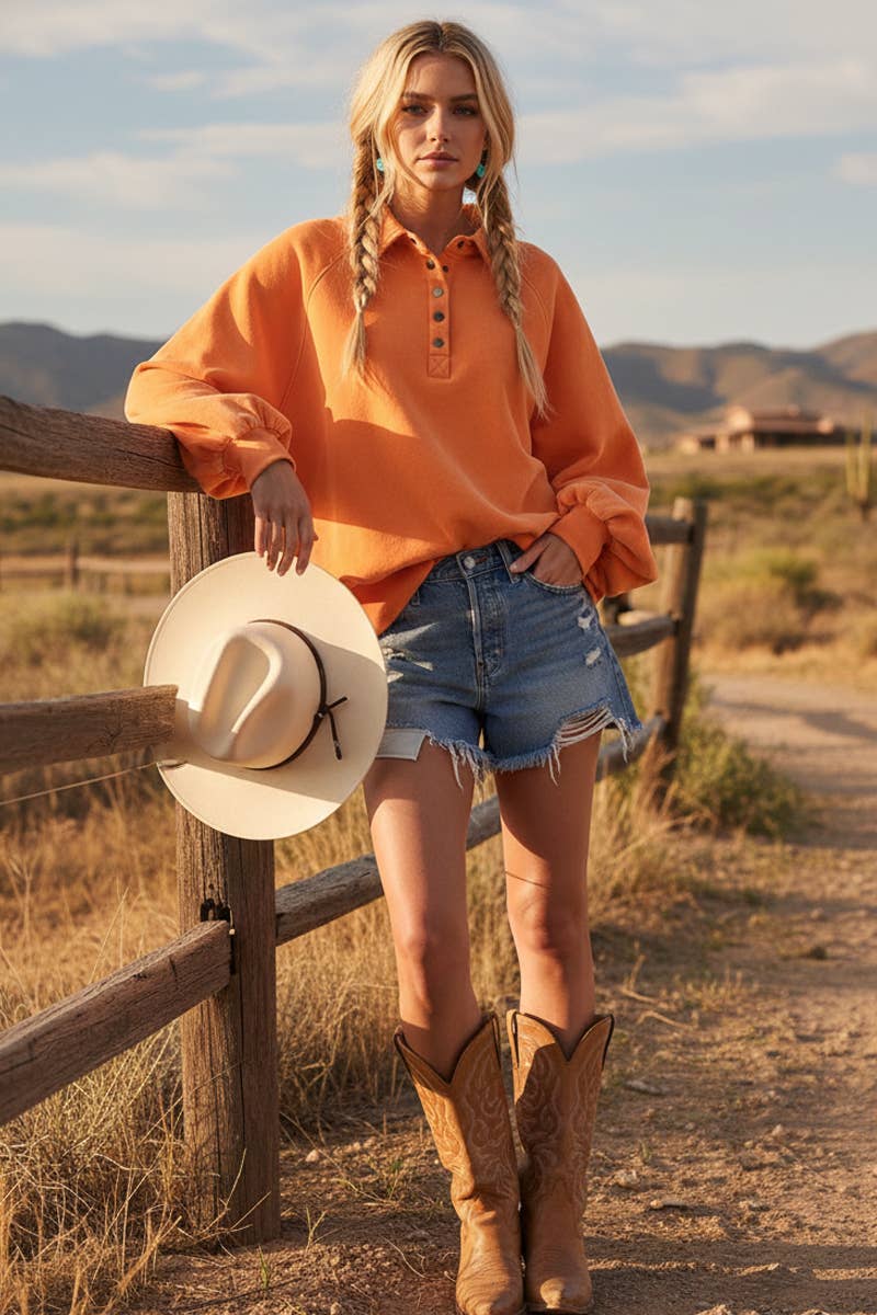 Sewn and Seen - Venta al por mayor Sudadera - Mujer - SUDADERA CON CUELLO A PRESIÓN CON LAVADO MINERAL6