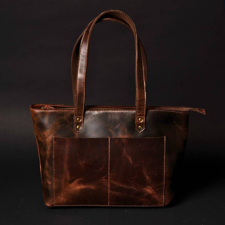 Classic Brown Leather Tote Bag for wholesale by NAB LEATHER