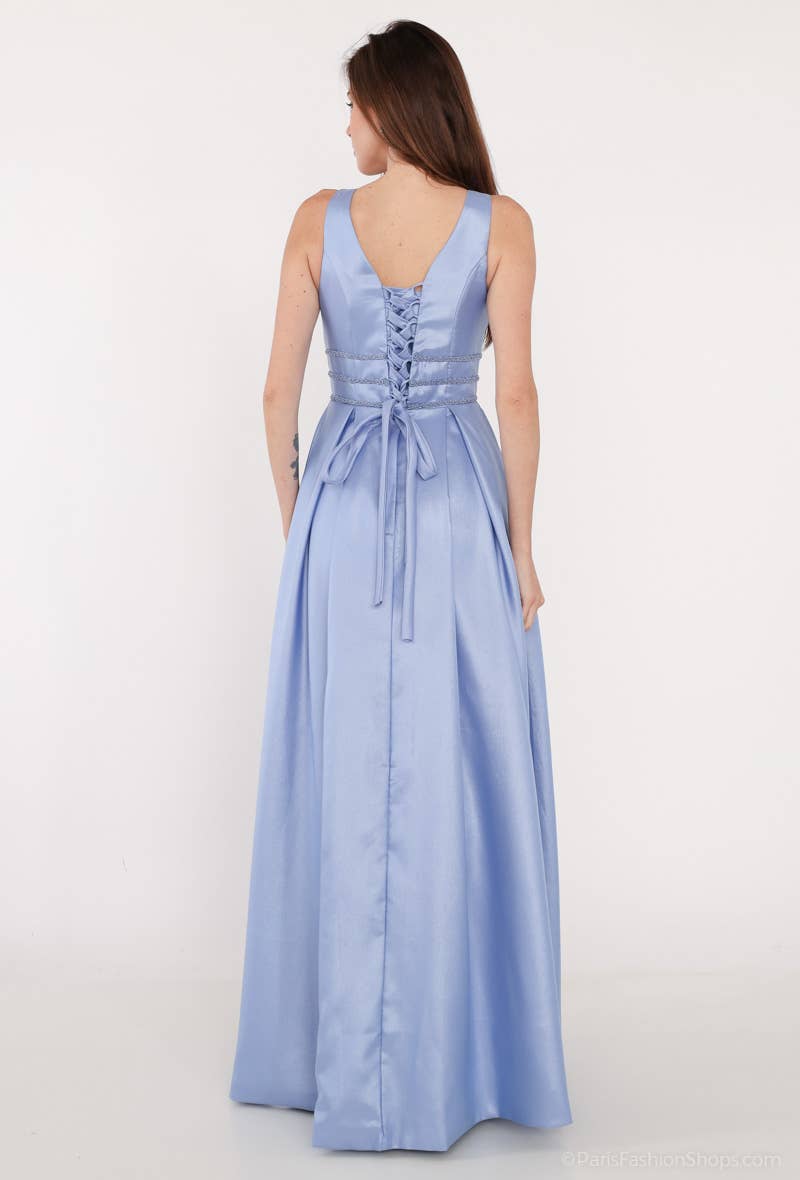 Les Voiliers - Vendita all'ingrosso Abito da sera - Donna - Abito lungo da sera rosso scuro con scollo a V2