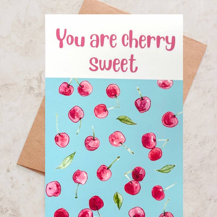 Cherry Sweet Watercolor Greeting Card for wholesale by Kubytovych Studio