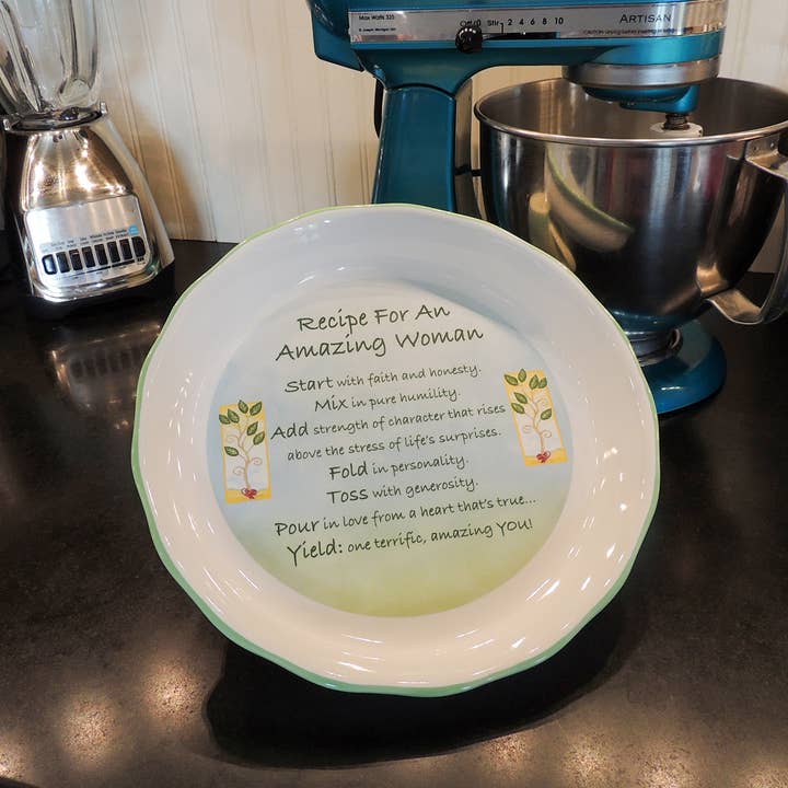 Abbey + CA Gift - Wholesale Serving Plate - Amazing Woman Green Pie Plate1