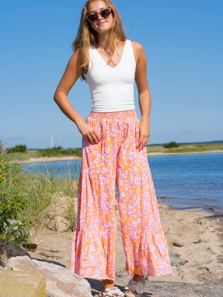 Three Islands - Wholesale Pants - Women's - Mustique Pants in Orange Pagoda