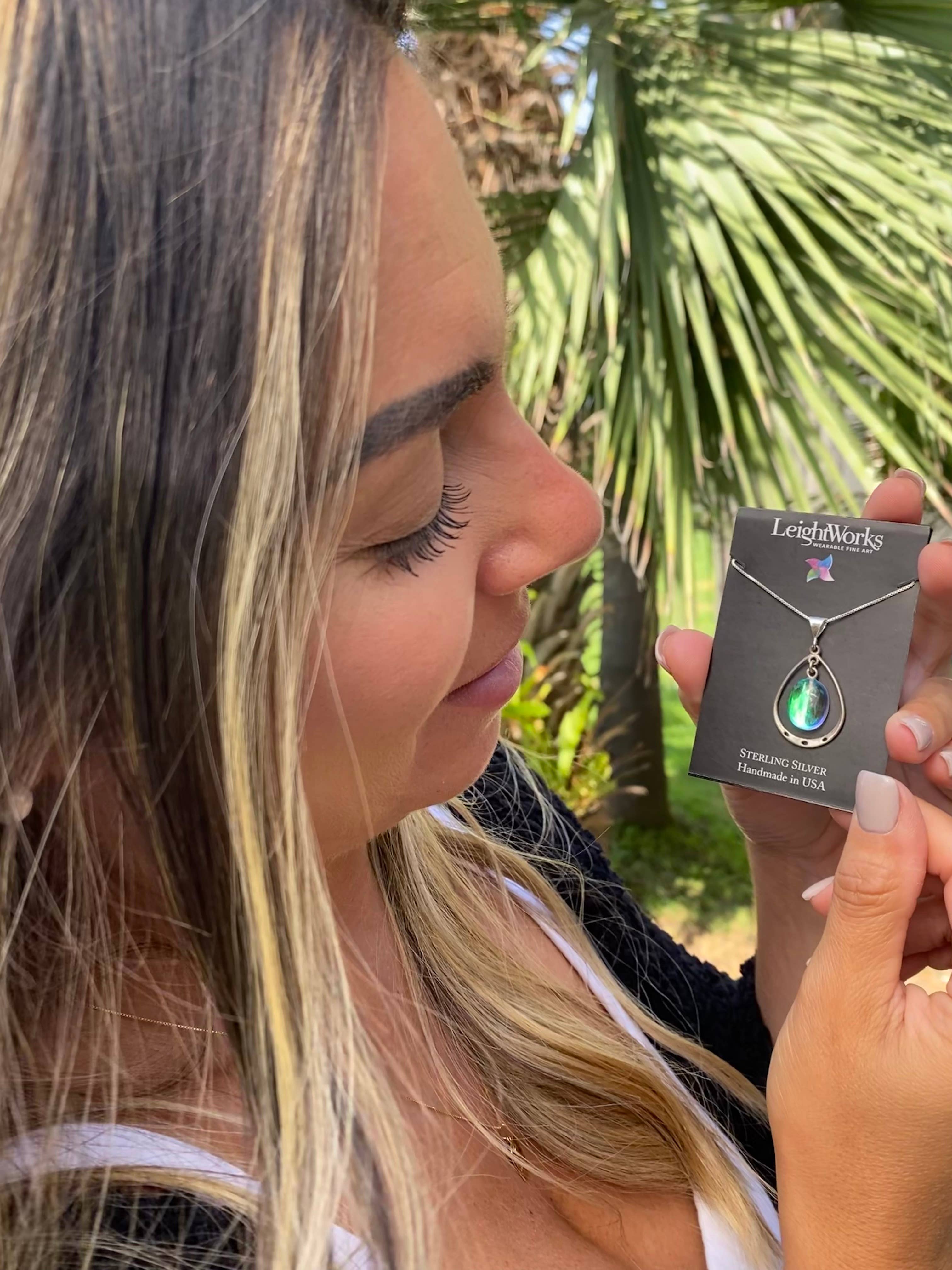 LeightWorks - Wholesale Pendant/Charm Necklace - Oval w Loop Pendant Sterling Silver Crystal Jewelry Necklace13