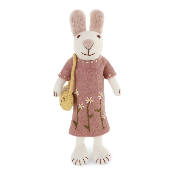 Big White Bunny w/Lavender Dress & Purse for wholesale by Gry and Sif