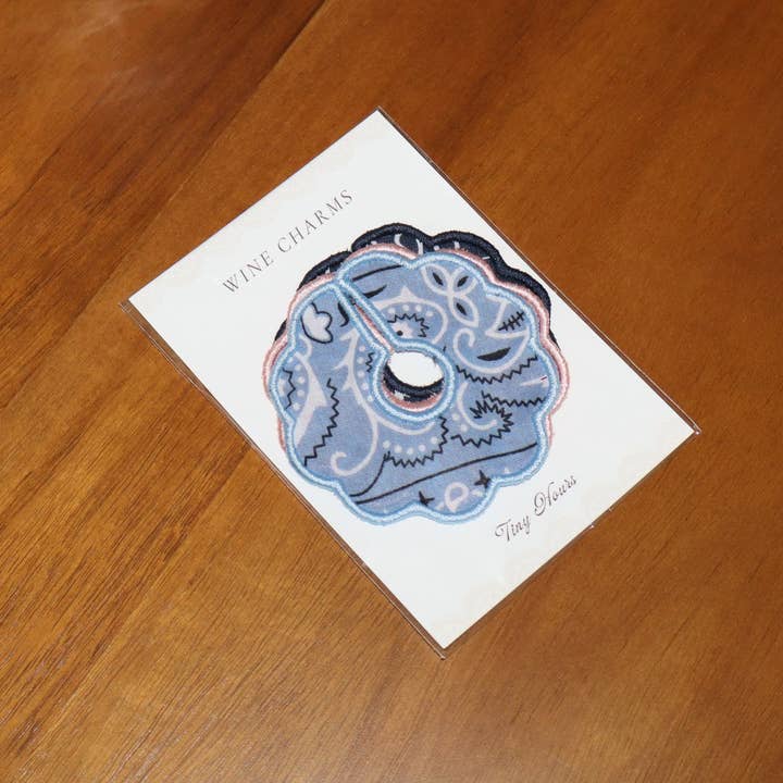 Embroidered Wine Charms- Bandana print for wholesale by Tiny Hours