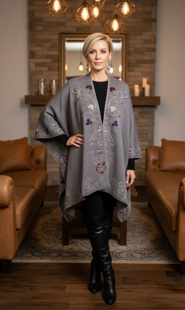 Oatmeal Grey RN-368 Timeless Style – Reversible Cape for wholesale on Faire1