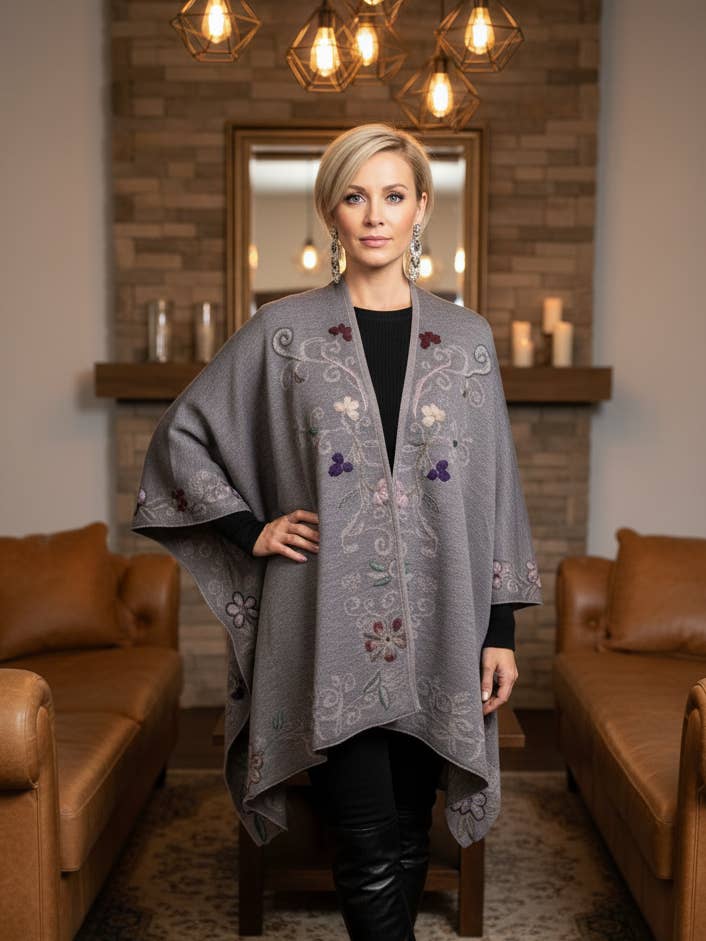 Oatmeal Grey RN-368 Timeless Style – Reversible Cape for wholesale on Faire1