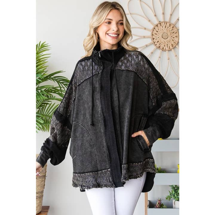 Oli&Hali - Wholesale Jacket - Women's - WASHED MIX MEDIA CROCHET LACE FRENCH TERRY JACKET14