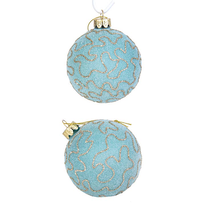 STP - Wholesale Ornament Set - Turquoise Glass Christmas Tree Ornaments Set of 2