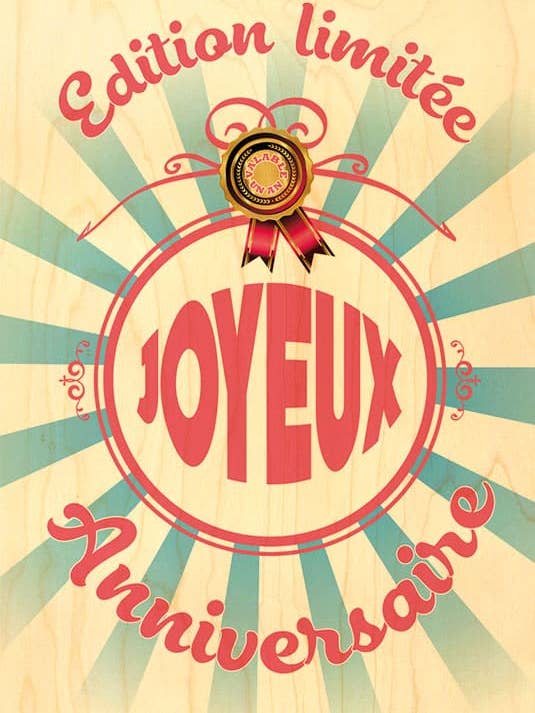 CARTÃO POSTAL DE MADEIRA / ANIVERSÁRIO VINTAGE por atacado de Hironwoods