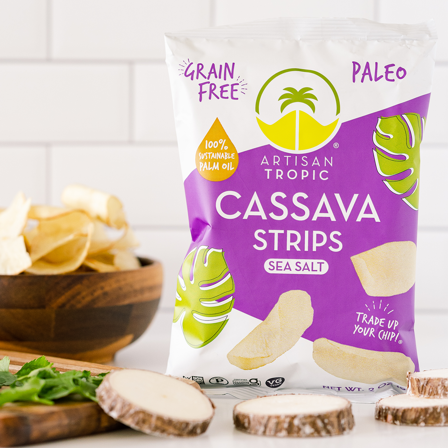 Artisan Tropic - Wholesale Chips - 2 oz Cassava Strips: Sea Salt1