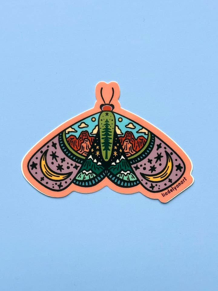 Nature Moth Water Bottle Sticker for wholesale by liadelyonart