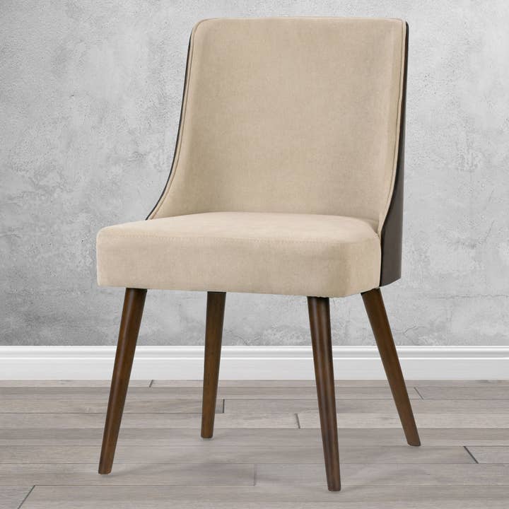 Glamour Home - Wholesale Chair - Set of 2 Esmy Beige Fabric Chairs with Walnut Bentwood Back9