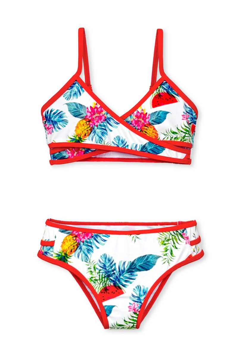 TSW-E25-6847T Toddler's Two Piece Tropical Print Swimwear for wholesale on Faire
