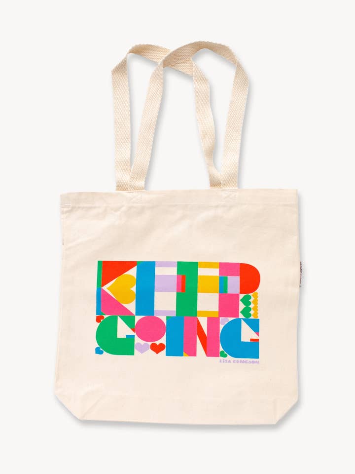 Keep Going Canvas Tote for wholesale by Lisa Congdon Art & Illustration