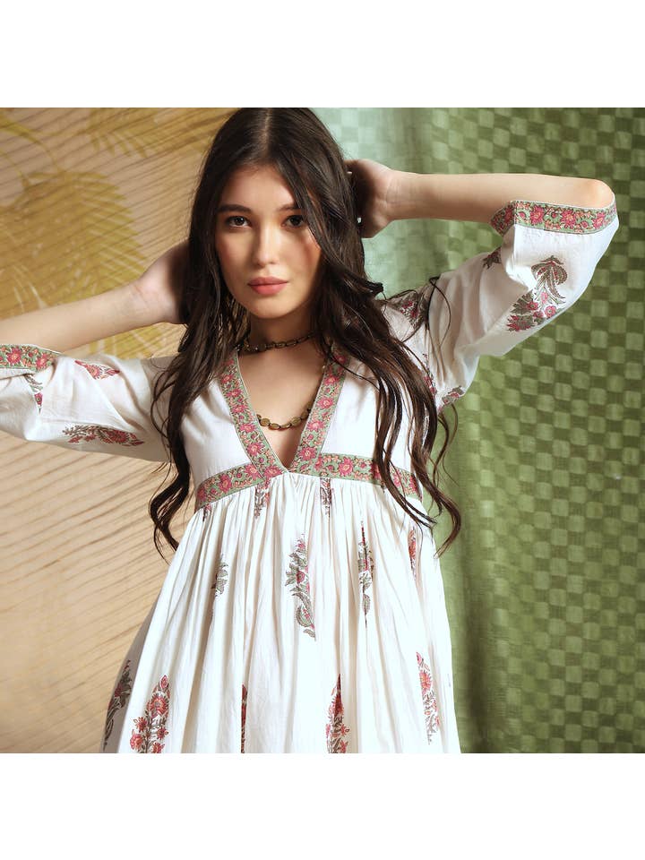 The Fox and The Mermaid - Wholesale Dress - Women's - Block Printed Indian Style Women's Dress (Daksha)