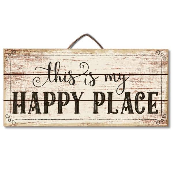 My Happy Place houten bord met lattenpallet 12" x 6" voor wholesale door CounterArt/Highland Home/Thirstystone/CoasterStone
