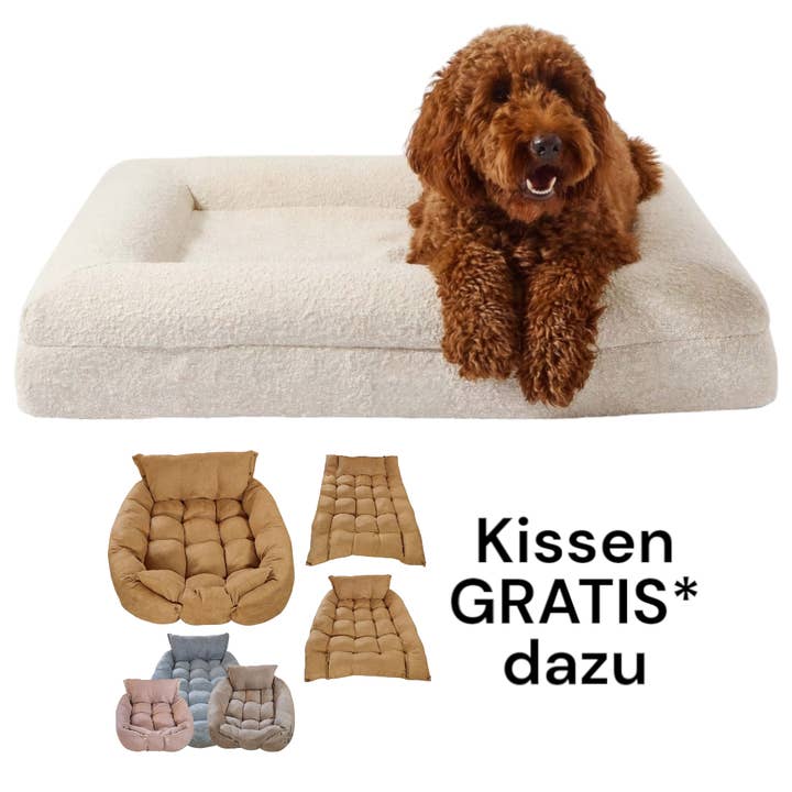 Lit pour chien Barklay M avec matelas en mousse viscoélastique et housse en bouclé lavable pour la vente par BennyBurton (Walk-Buddy Hundezubehör)