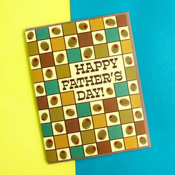 Boss Dotty Paper Co. - Venta al por mayor Tarjetas del Día del Padre - Tarjeta de Día del Padre de tablero de ajedrez oliva2