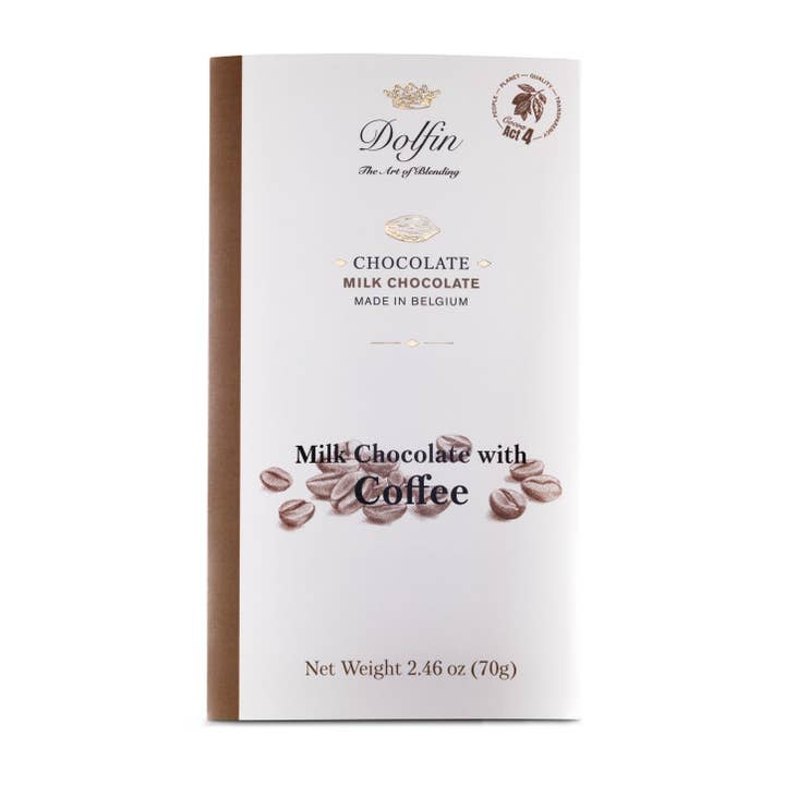 Belgium's Chocolate Source - Wholesale Chocolate Bar - Dolfin Milk Bar w/ Coffee 2.47 oz