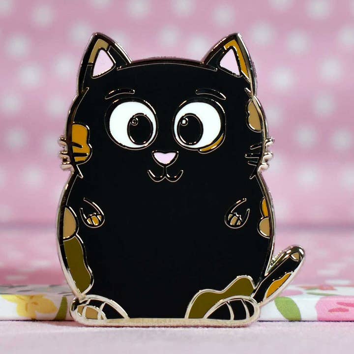 Tortie Cat Enamel Pin for wholesale by Cat Lady Alley