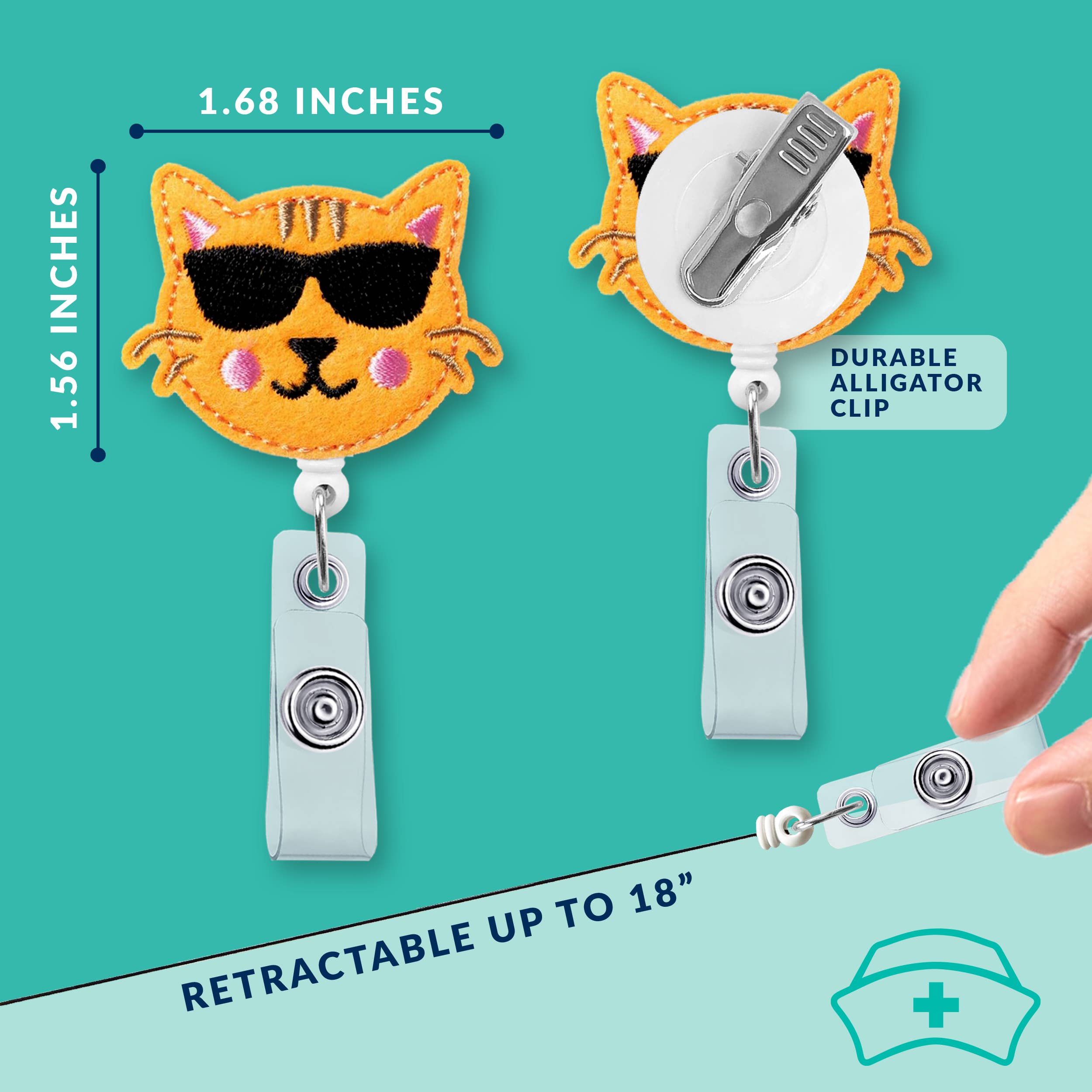 Nurseology - Wholesale Badge Accessory - Women's - Cat 360-Degree Rotating Retractable Reel Clip Badge Holder2