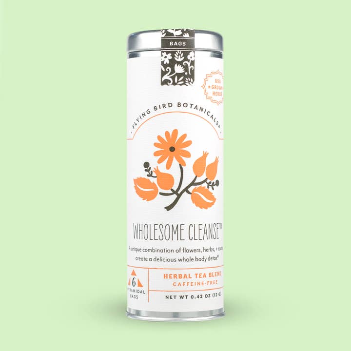 Wholesome Cleanse — 6 Teebeutel-Dose für den Großhandel von Flying Bird Botanicals