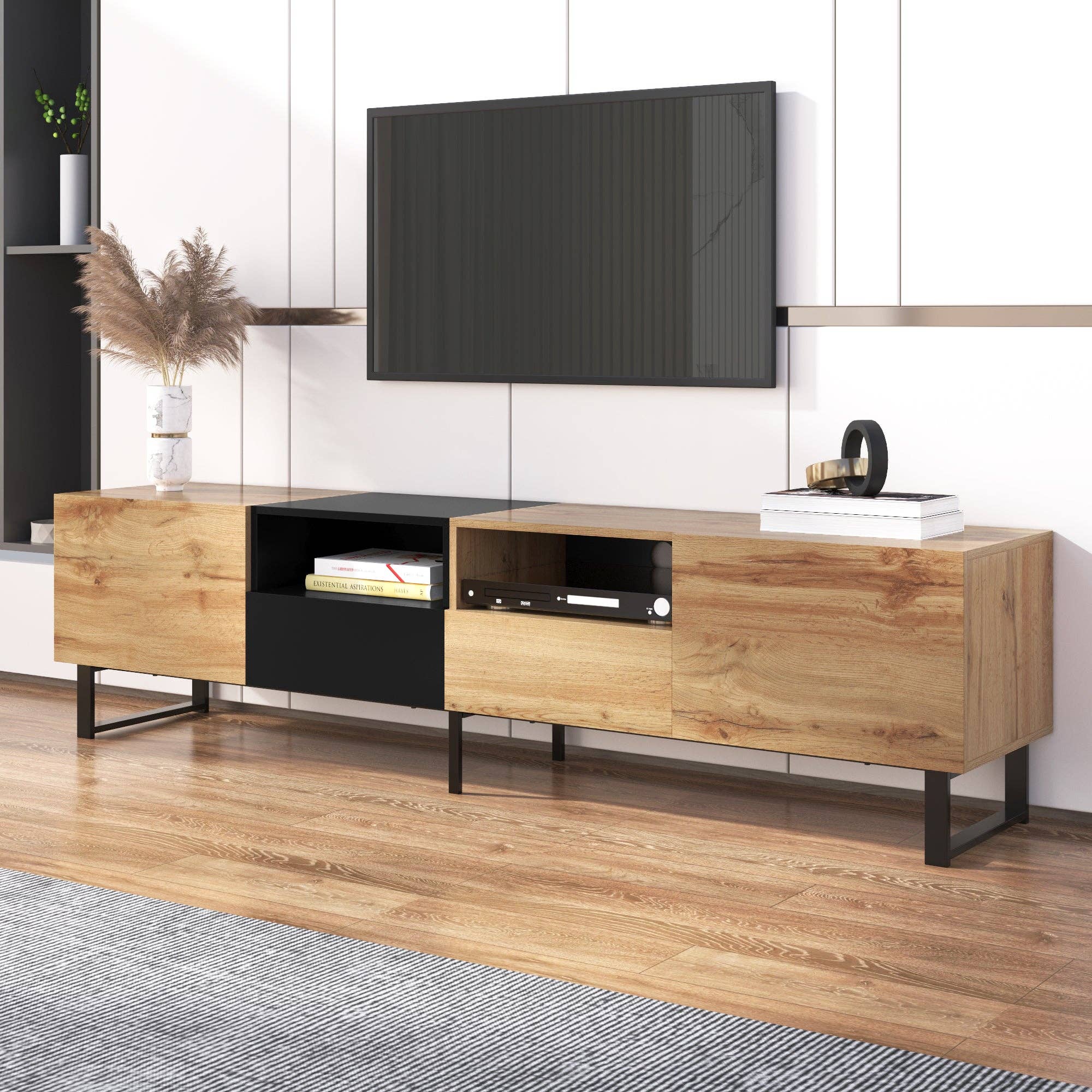 Urban Meuble - Wholesale Console Table - Modern TV stand with black and wood design and spacious storage space MODAI4