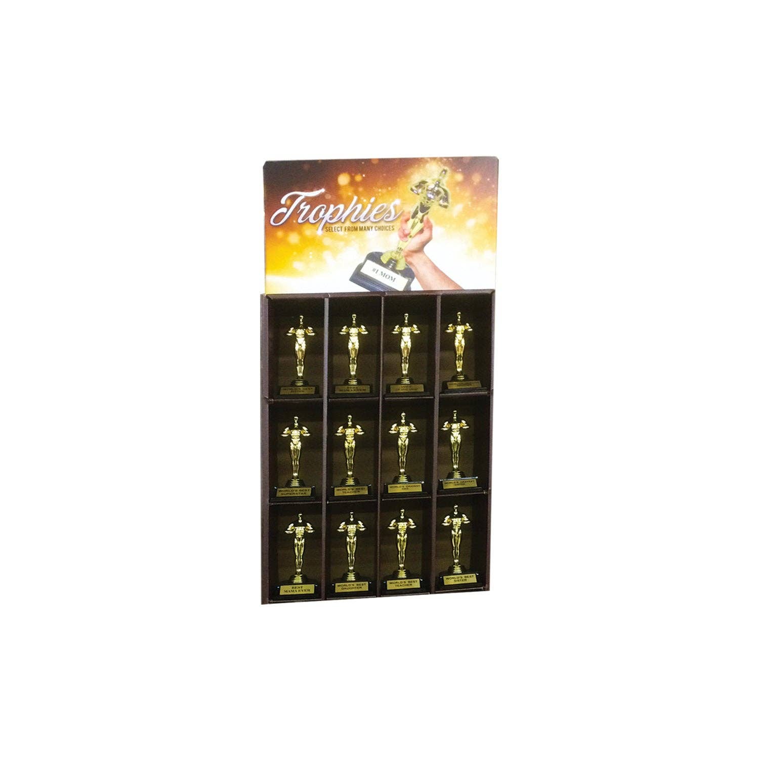 AAHS Enterprises - Wholesale Retailer Display - Paper & Novelty - 24 TROPHIES COUNTER DISPLAY0