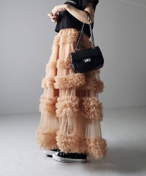 Sweetkama - Wholesale Skirt - Women's - Ladies Solid Color Elastic Waist Layering Tulle Tutu Skirt1