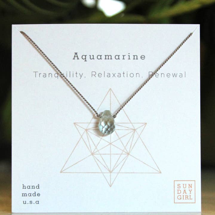 CGN-AQU | Healing Crystals and Stones Necklace in Aquamarine for wholesale by Sunday Girl by Amy DiLamarra