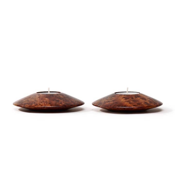 Yemma Goods - Wholesale Candle Holder - Set Of 2 Thuya Wood Burl Tea-Light Candle Holder4