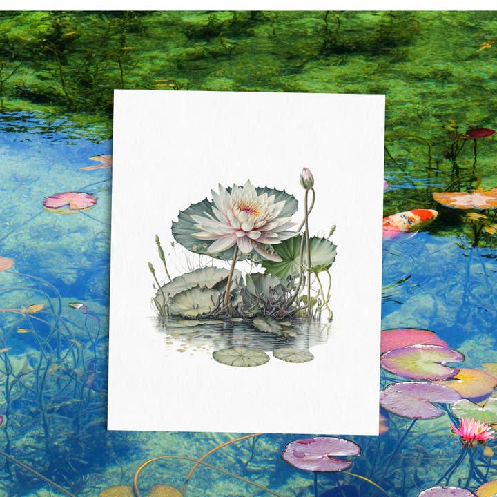 Blue Crab - Wholesale Thinking of You Card - Water Lily Dreams - Blue Crab Card Set (6 A2 Blank)3
