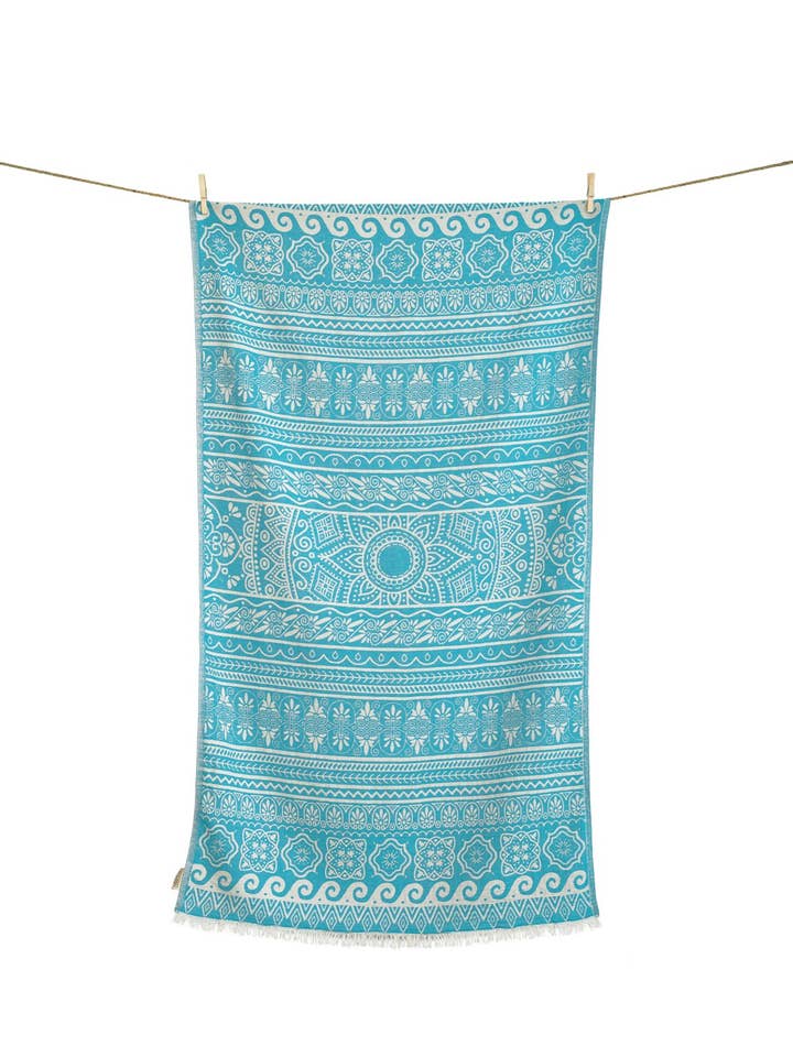 BEACH TOWEL ELLINIKO TURQUOISE for wholesale by AELIA ANNA