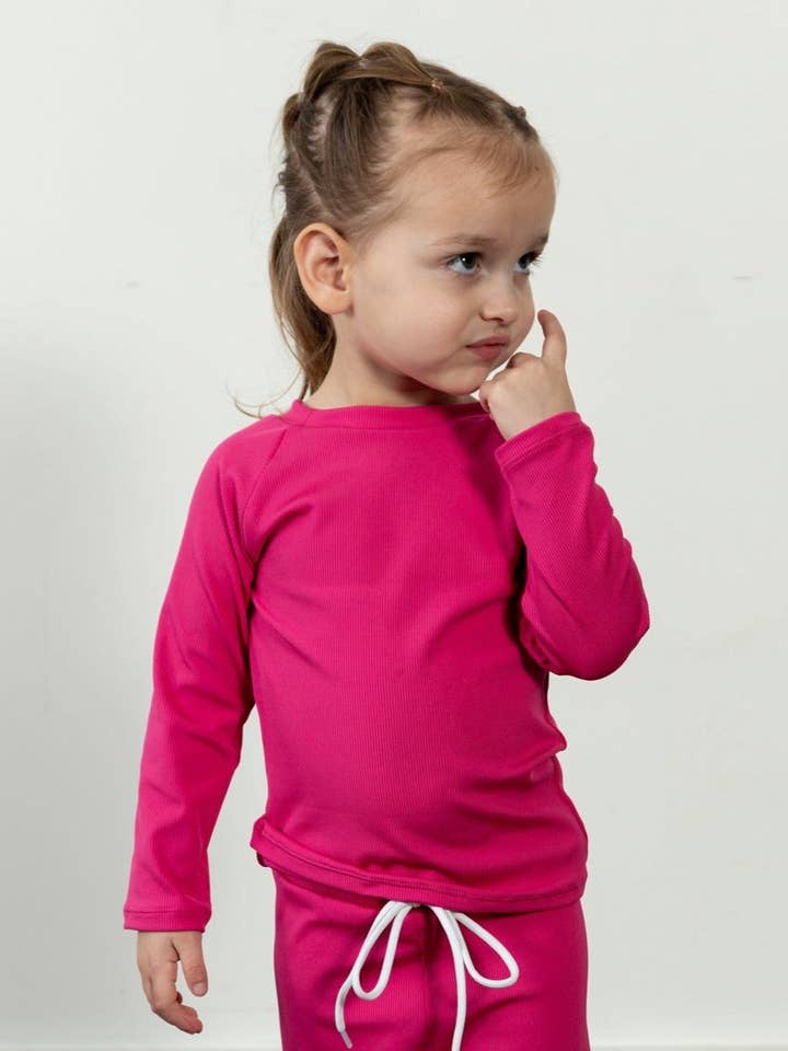 "Brights" Ribbet Hot Pink Rashguard for engroshandel hos Current Tyed Clothing