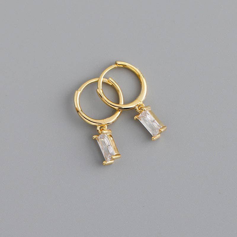 Perimade & Co. LLC – wholesale Huggie earrings – Emerald Cut Color Gem Drop Earrings in 925 Sterling Silver2