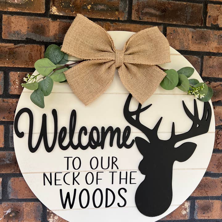 Southern Roots Designs - Venta al por mayor Letreros - Letrero de bienvenida a nuestro cuello de madera, letrero de bienvenida2