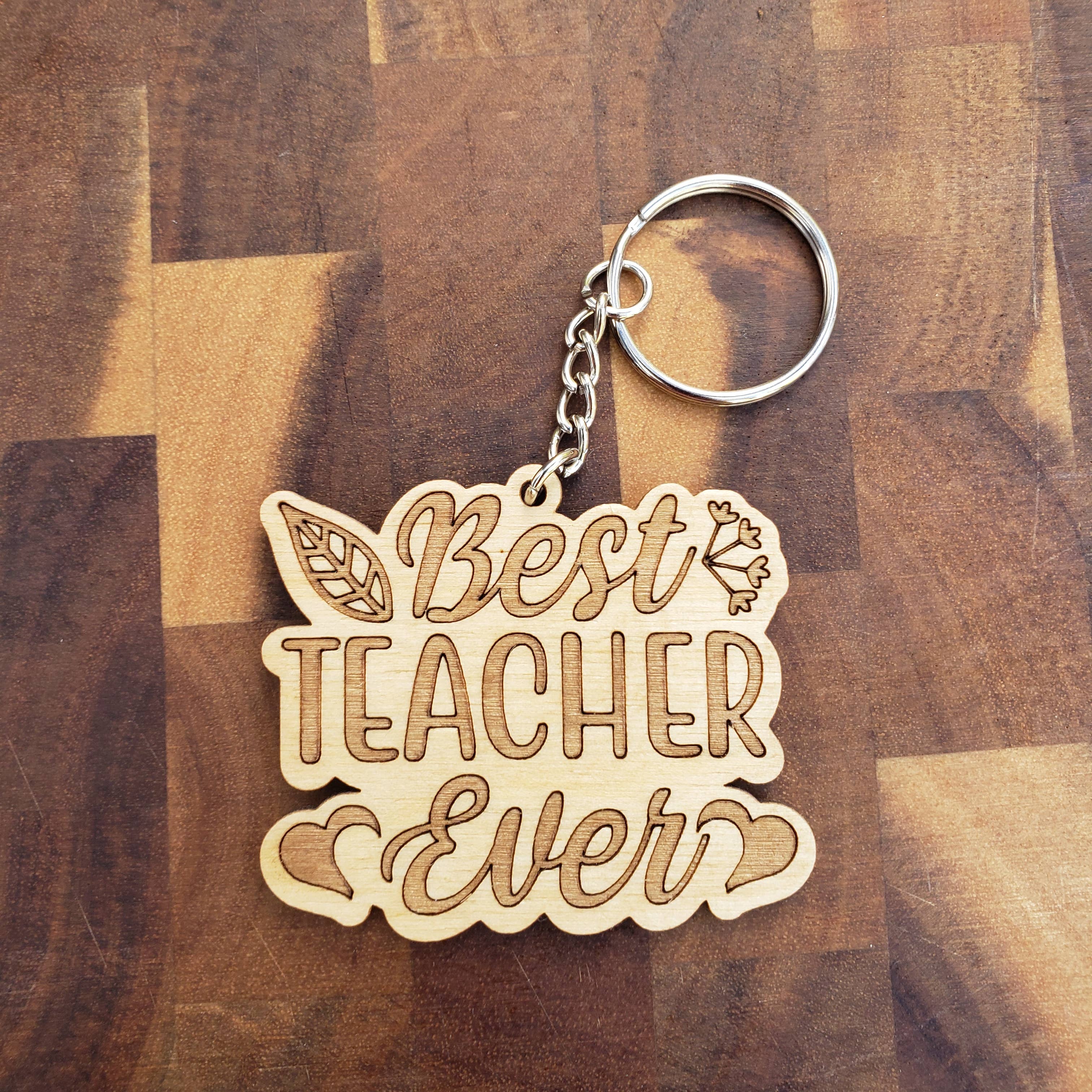 Cabin and Reel Engraving - Wholesale Keychain - Unisex - Back to School Teacher Sayings Wooden Keychain5