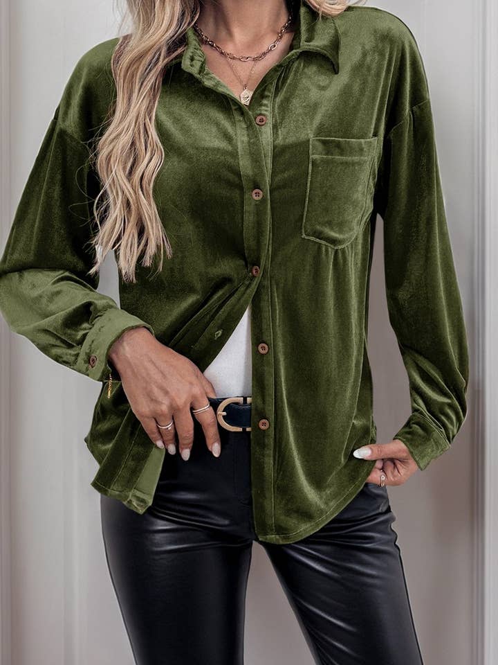 NINEXIS - Wholesale Blouse - Women's - CWTBLL2011_LAPEL LONG SLEEVE SINGLE BREASTED SHIRT