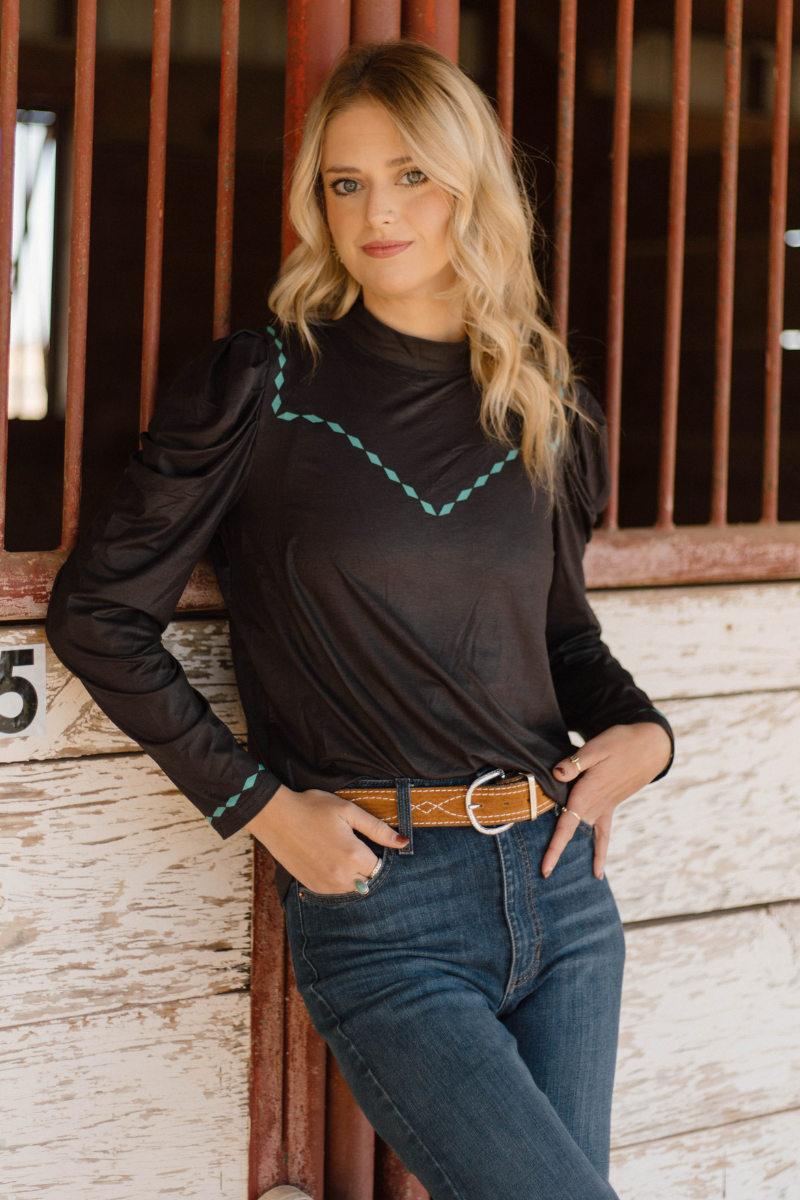 Sterling Kreek - Wholesale Blouse - Women's - Midnight Buckstitch Top3