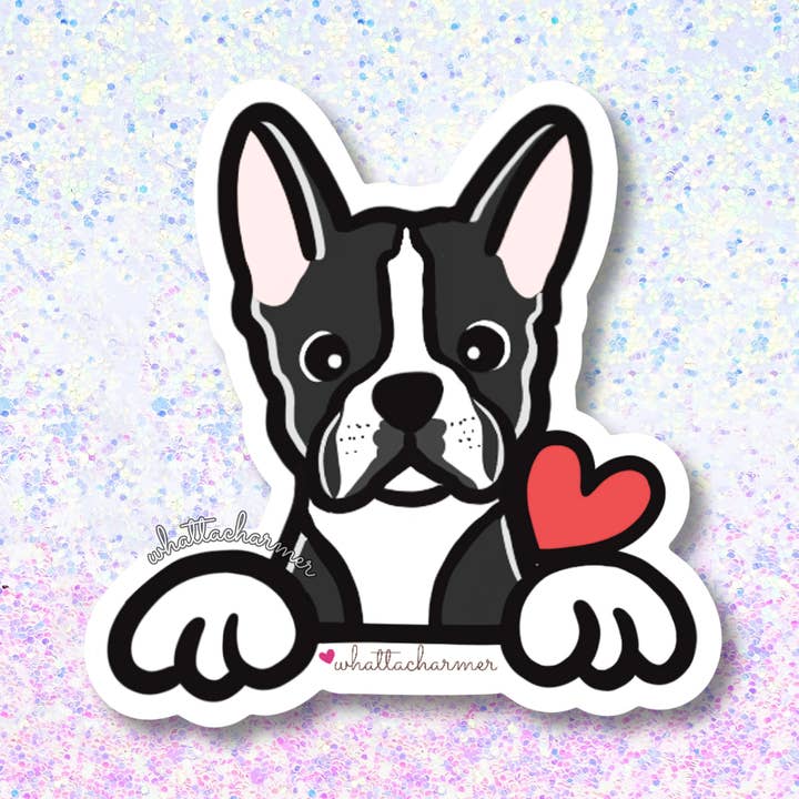 Autocollant pour chien Boston Terrier, noir pour la vente par WhattaCharmer