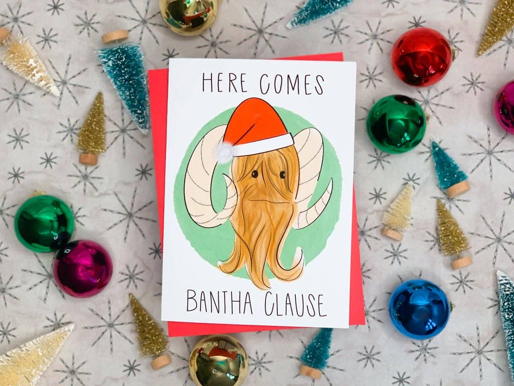 Stone Donut Design, LLC - Wholesale Christmas Card - Here Comes Bantha Clause Mandalorian-Inspired Card1