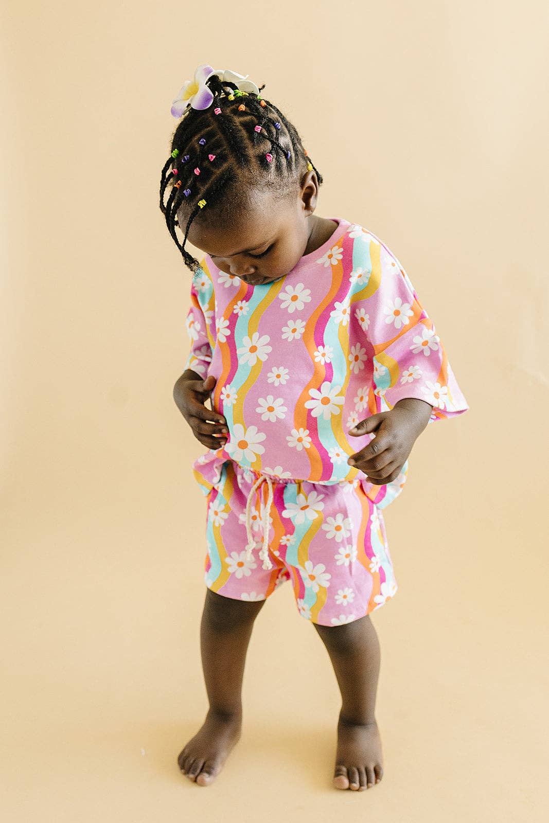 Lucky Panda Kids - Vente Ensemble haut et short – enfant - Ensemble short Groovy Daisy pour filles8