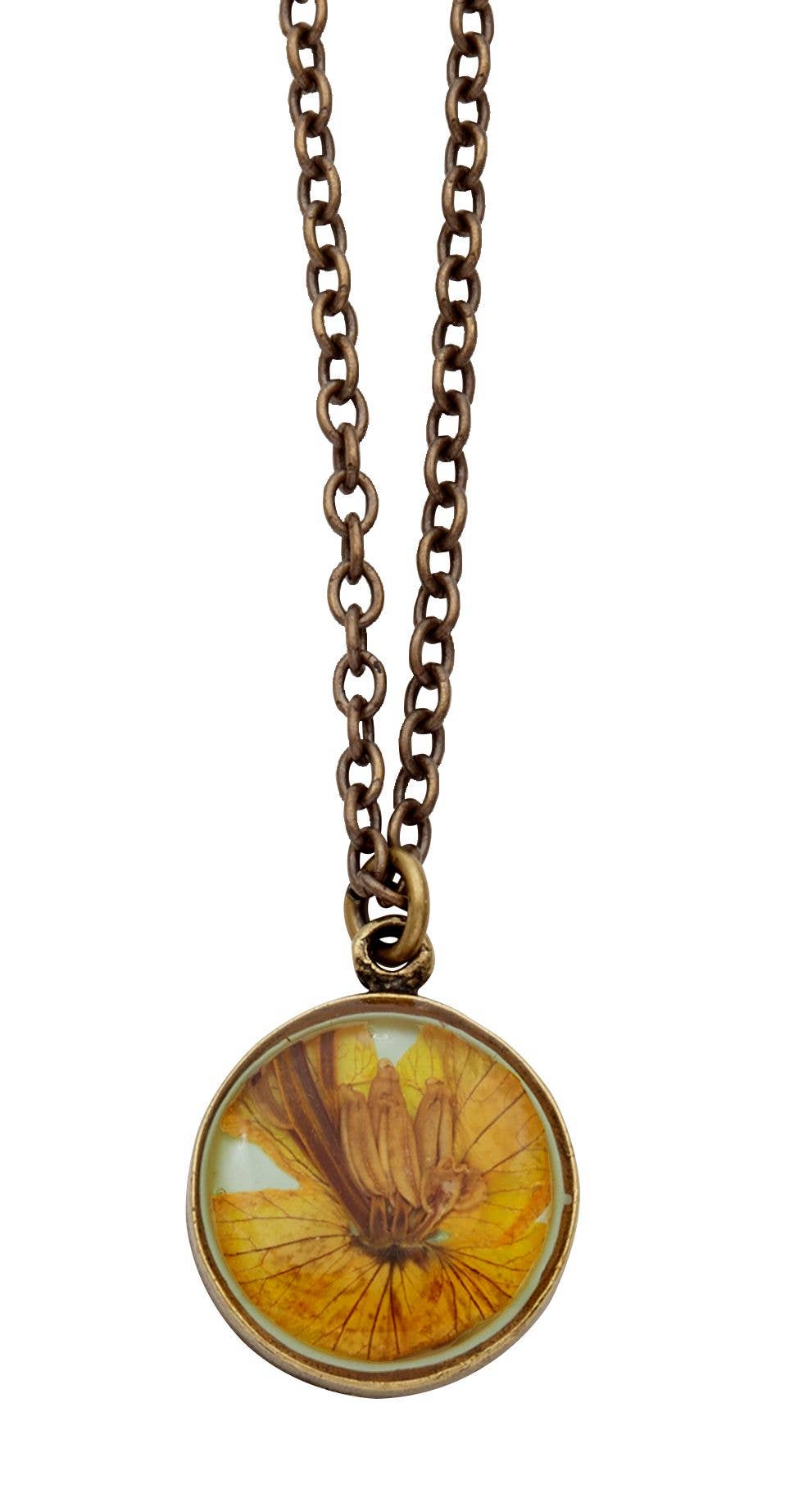 Shari Dixon - Wholesale Pendant/Charm Necklace - Wild Butterfly Pansy on Aqua Small Round Necklace1