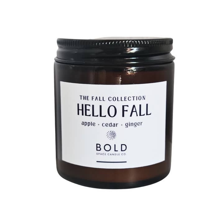 Bold Space Candle Co. - Wholesale Jar/Filled Candle - Hello Fall- 3 oz. Amber Soy Candle | Apple, Cedar & Ginger4