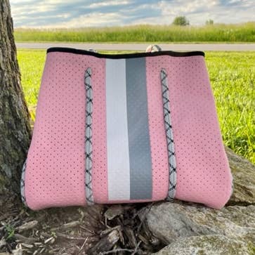 Pink & Grey Neoprene Tote Bag for wholesale by Trendy Wholesale