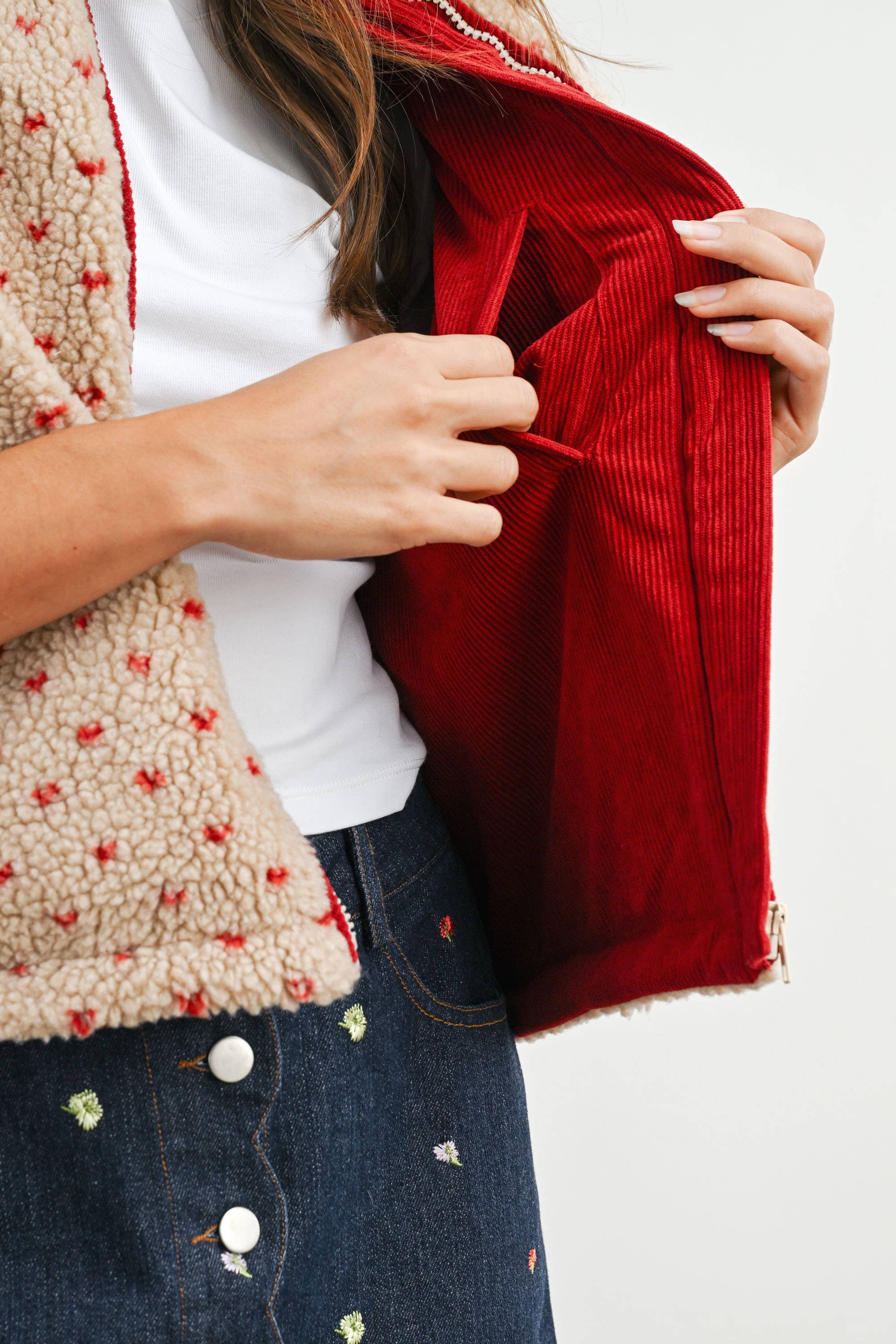 BUTTERMELON - Wholesale Jacket - Women's - Floral Fleece Sleeveless Vest - BMJ784949